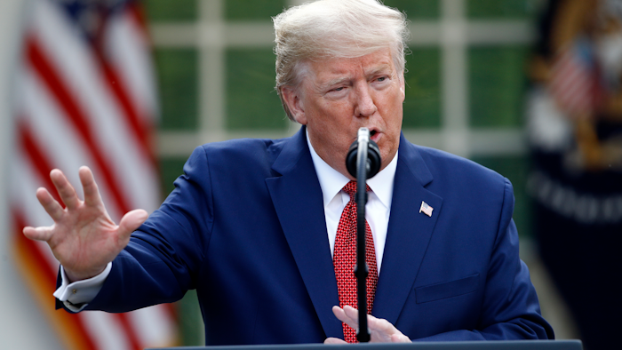President Trump during a briefing in the Rose Garden of the White House, March 29, 2020.