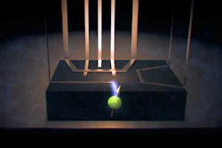 Artist's impression of how a nanometer-scale electrode is used to locally control the quantum state of a single nucleus inside a silicon chip.