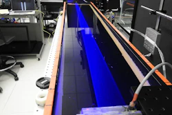 This 1.5-meter-long experimental setup was used to test the effectiveness of a submerged temperature sensor to charge and transmit instructions to a solar panel.