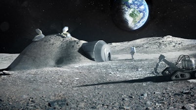 Future moon bases could be built with 3D printers that mix materials such as moon regolith, water and astronauts' urine.