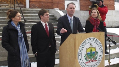 Vermont Attorney General T.J. Donovan during a news conference in St. Albans, Vt., Jan. 2, 2020.
