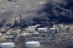 In this image from video, smoke rises from the Husky Energy oil refinery after an explosion and fire at the plant in Superior, Wis., April 26, 2018.