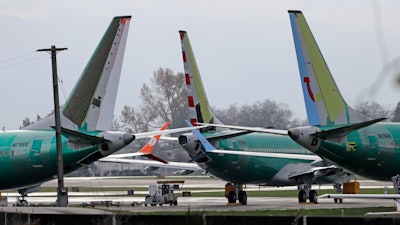 Boeing 737 Max 8 planes parked near the 737 assembly facility in Renton, Wash., Nov. 14, 2018.