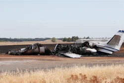 The remains of a twin-engine Cessna Citation at the Oroville Airport in Oroville, Calif., Aug. 21, 2019.