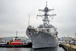 In this Sept. 6, 2019, file photo, the U.S. Navy Arleigh Burke-class guided missile destroyer USS Lassen moors at Fort Trumbull State Park, New London, Conn.
