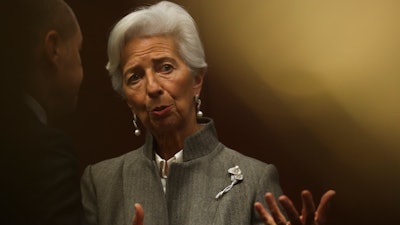European Central Bank President Christine Lagarde during a meeting at the Justus Lipsius building in Brussels, Feb. 17, 2020.