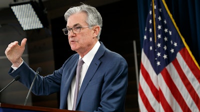 Federal Reserve Chair Jerome Powell during a news conference in Washington, March 3, 2020.