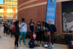 Voters in line at a polling station at the University of Southern California, March 3, 2020.
