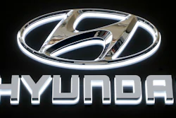Hyundai logo at the Pittsburgh International Auto Show, Feb. 14, 2019.