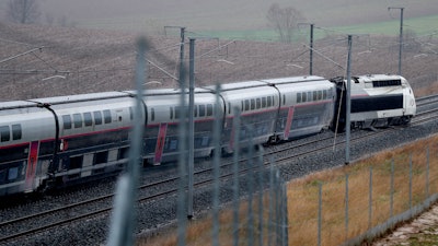 High-speed TGV train after it has derailed in Ingenheim, France, March 5, 2020.