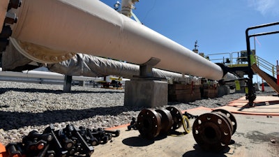 Nuts, bolts and fittings ready to be added to the east leg of the pipeline near St. Ignace, Mich., June 8, 2017.
