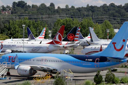 Grounded Boeing 737 Max airplanes adjacent to Boeing Field in Seattle, Aug. 15, 2019.