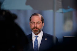Health and Human Services Secretary Alex Azar speaks during a television interview outside the White House in Washington, March, 9, 2020.