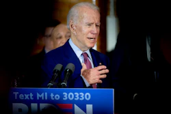 Former Vice President Joe Biden speaks at a campaign stop in Flint, Mich., March 9, 2020.