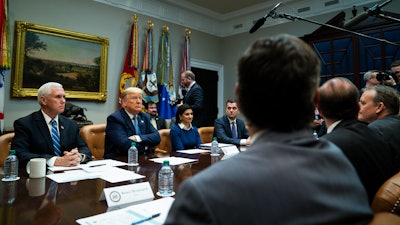 President Donald Trump during a meeting with health care company leaders in the White House, March 10, 2020.