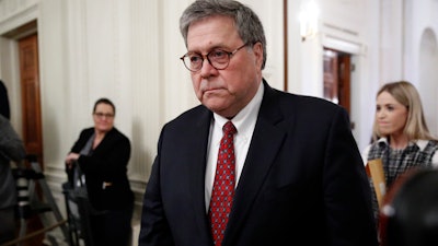Attorney General William Barr arrives at the White House, March 10, 2020.