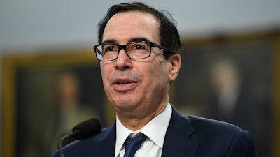 Treasury Secretary Steven Mnuchin testifies on Capitol Hill, March 11, 2020.