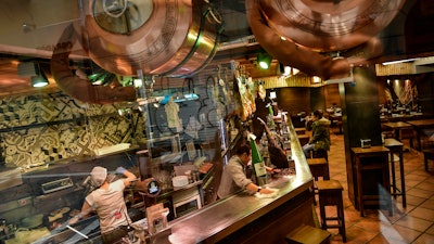 A nearly empty restaurant in Pamplona, Spain, March 12, 2020.