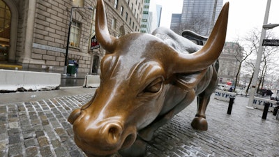 The Charging Bull sculpture by Arturo Di Modica in New York's Financial District, Feb. 7, 2018.