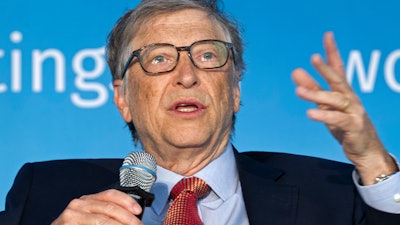 Bill Gates speaks in Washington, April 21, 2018.