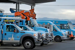 Pacific Gas & Electric vehicles parked at the PG&E Oakland Service Center in Oakland, Calif., Jan. 14, 2019.