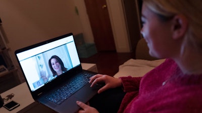 A patient during a telemedicine video conference with Dr. Deborah Mulligan, Jan. 14, 2019, in Brooklyn.