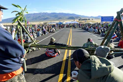 Protesters at a vigil opposing the Thirty Meter Telescope at Mauna Kea, Hawaii, July 19, 2019.