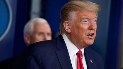President Donald Trump speaks during a press briefing with the Coronavirus Task Force at the White House, March 18, 2020.