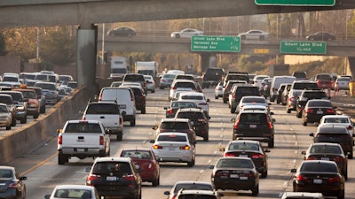 Traffic on the Hollywood Freeway in Los Angeles, Dec. 12, 2018.