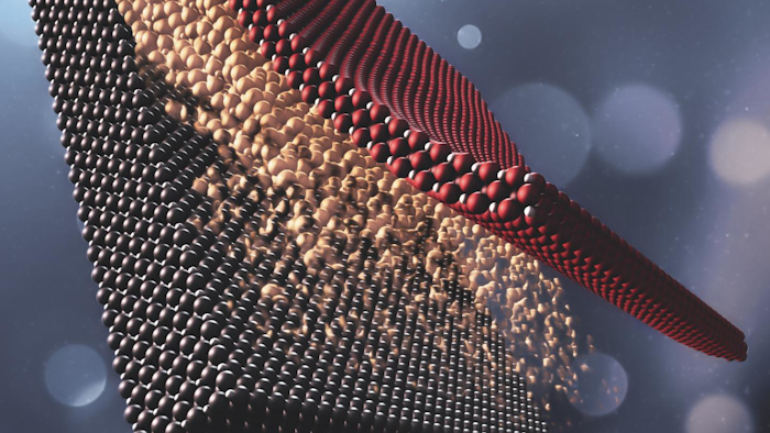 Illustration of a thin, flexible oxide membrane floating free as its coating dissolves.