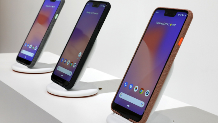 Google’s Pixel 3 displayed in New York, Oct. 9, 2018.