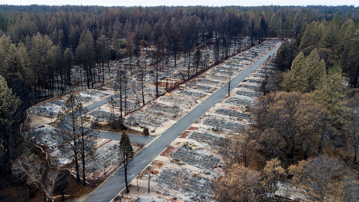 Homes leveled by the Camp Fire line in Paradise, Calif., Dec. 3, 2018.