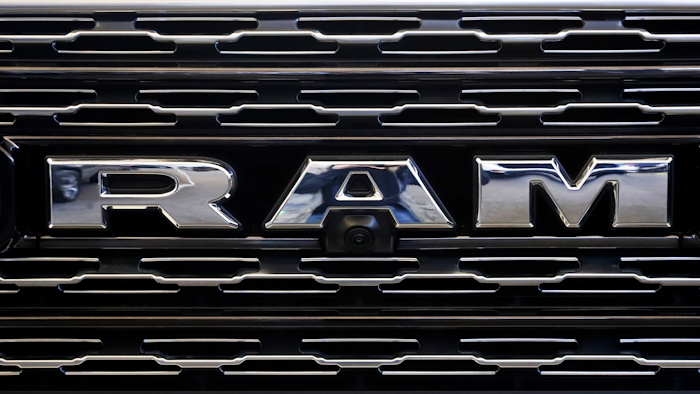 Front grill of a Ram 1500 at the Pittsburgh International Auto Show, Feb. 14, 2019.
