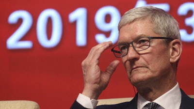 Apple CEO Tim Cook at the Economic Summit for the China Development Forum, Beijing, March 23, 2019.