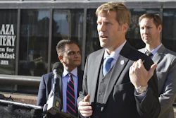 Albuquerque Mayor-elect Tim Keller speaks outside of City Hall, Nov. 28, 2017.