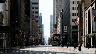 A sparsely occupied Fifth Avenue in New York, March 18, 2020.