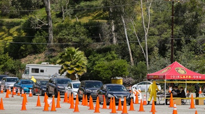 Drive-up testing site in Elysian Park, Los Angeles, April 2, 2020.