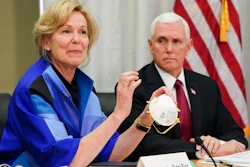 White House coronavirus response coordinator Dr. Deborah Birx and Vice President Mike Pence during a visit to 3M headquarters in Maplewood, Minn., March 5, 2020.