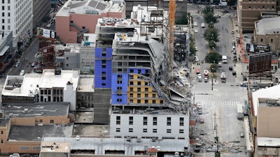 The Hard Rock Hotel, which was under construction, after a fatal partial collapse in New Orleans, Oct. 12, 2019.