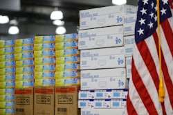 Stacks of medical supplies at the Jacob Javits Center in New York, March 24, 2020.