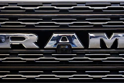 Front grill of a Ram 1500 at the Pittsburgh International Auto Show, Feb. 14, 2019.