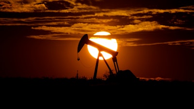 Idle pump jack near Karnes City, Texas, April 8, 2020.