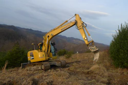 Komatsu hydraulic excavator at a Green Forests Work reforestation effort in Appalachia.