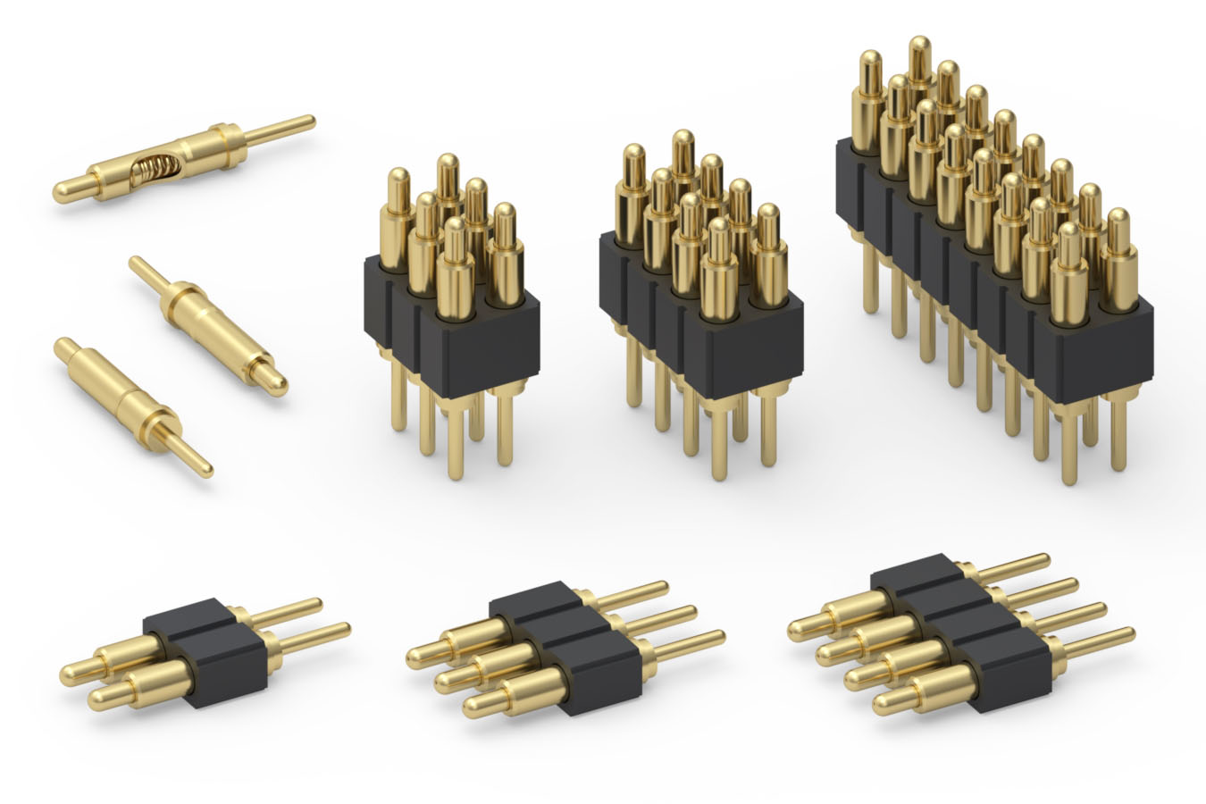 The new through-hole version of 2-mm pitch spring-loaded connectors from Mill-Max.