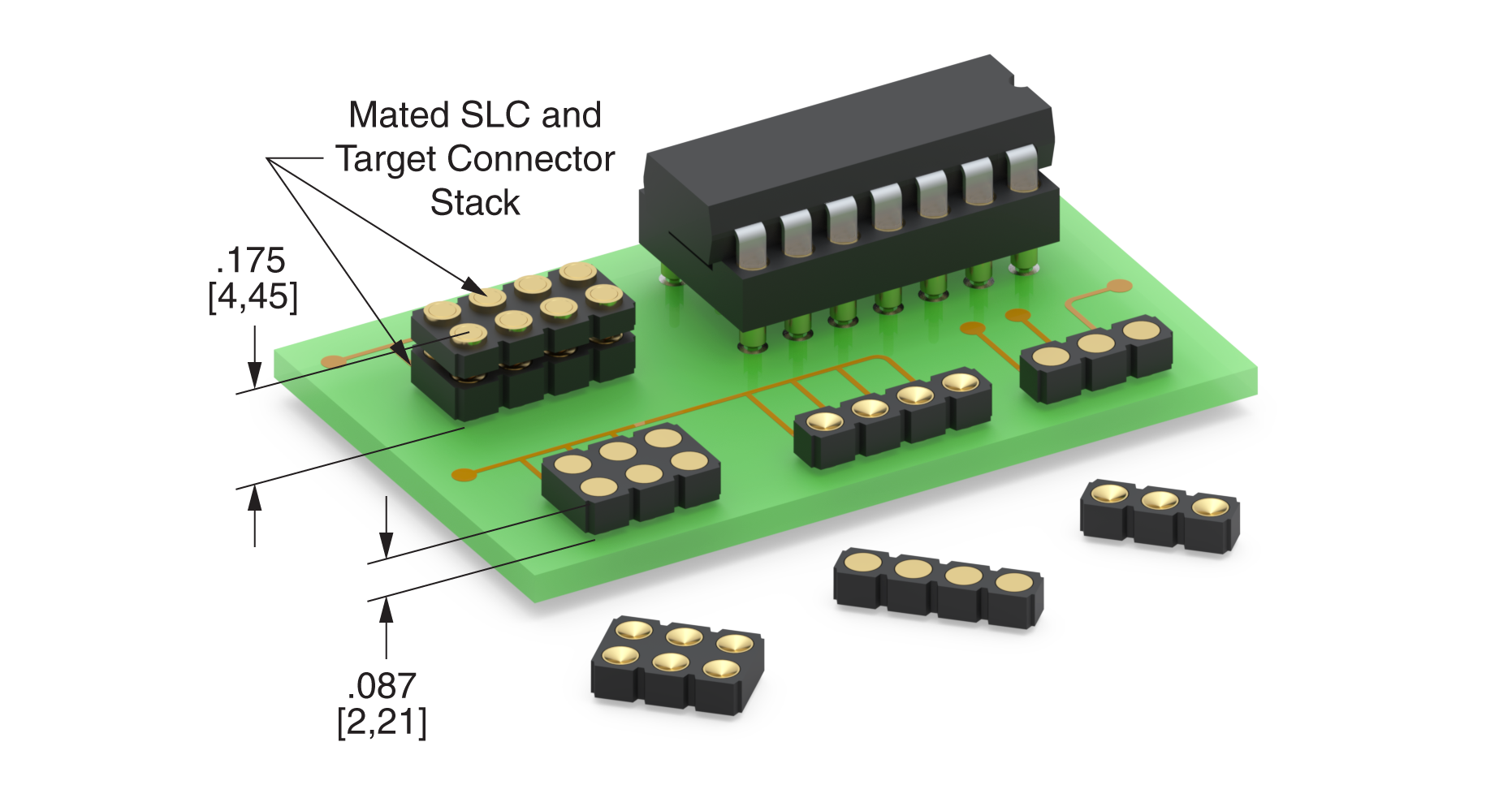 New low profile target connectors with an above-board height of .087&rdquo; (2.21 mm) from Mill-Max.