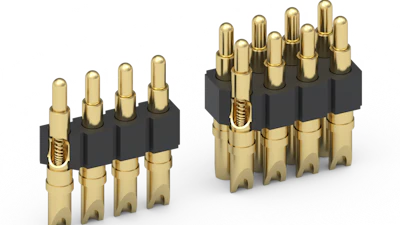The single row 824-22-0XX-00-005000 and double row 826-22-0XX-00-005000 spring loaded connectors from Mill-Max.