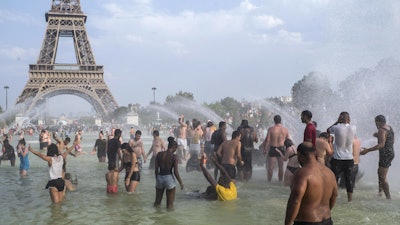 Trocadero gardens during a record heat wave in Paris, July 25, 2019.