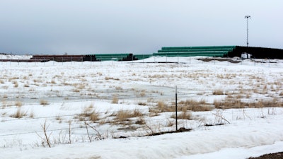 Storage yard for pipe that will be used in construction of the Keystone XL oil pipeline near Saco, Mont., March 11, 2020.