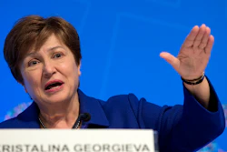 International Monetary Fund Managing Director Kristalina Georgieva speaks during a news conference in Washington, Oct. 19, 2019.
