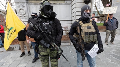 Demonstration at the State House in Concord, N.H., April 18, 2020.